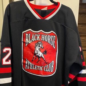 Vintage Black Horse Athletic Club Men's Black Red Graphic Jersey